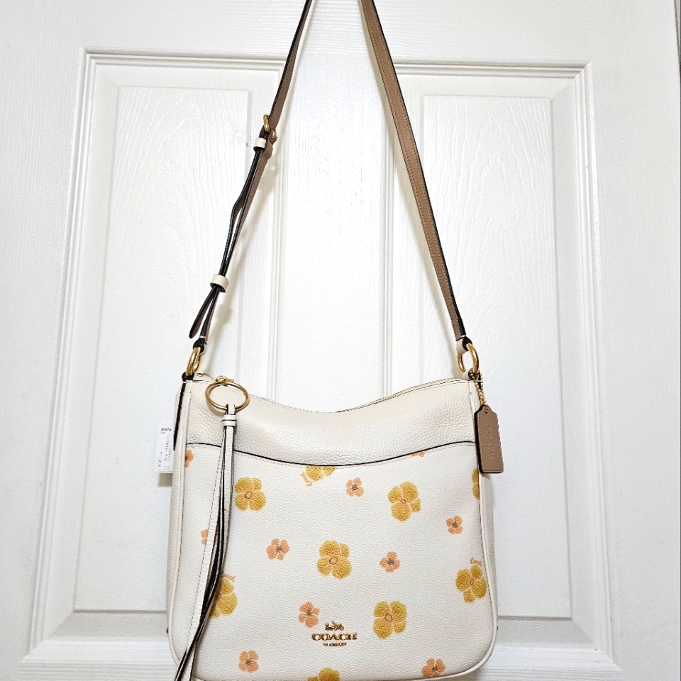 Coach Chaise Crossbody Leather Bag Pansy Print